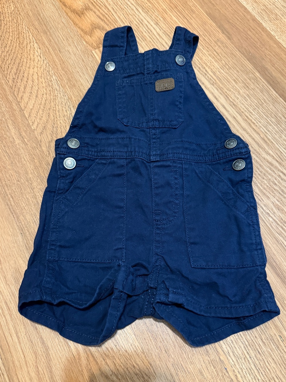 Baby blue denim shortall overalls